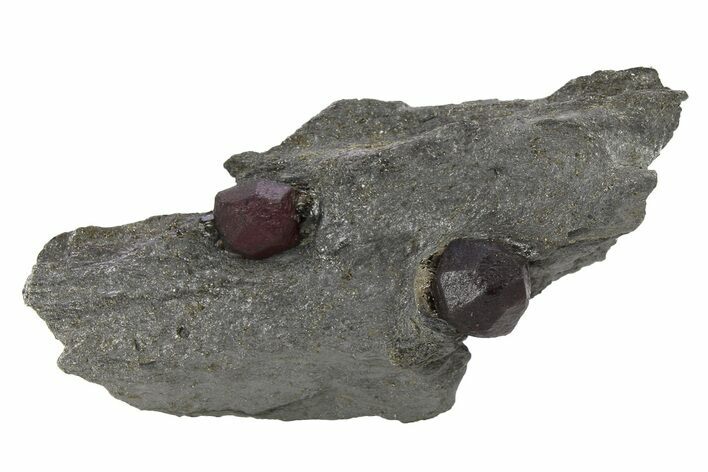 Plate of Two Red Embers Garnets in Graphite - Massachusetts #272765